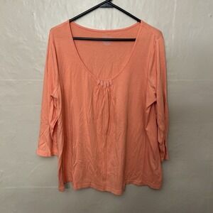 George Womens‎ XL Light Peach Scoop Neckline With Pearl Detail Top